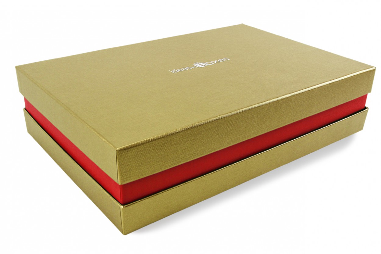 Premium-Geschenkbox - Geschenkverpackung Made in Germany (Gold, Rot, Gold) 41x9x31 cm