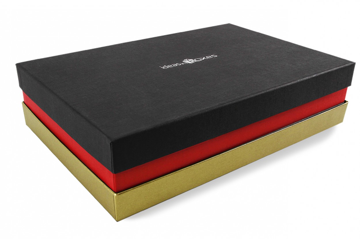 Premium Geschenkverpackung Geschenkbox Schwarz Rot Gold 41x9x31cm 1 350 3 100012 102